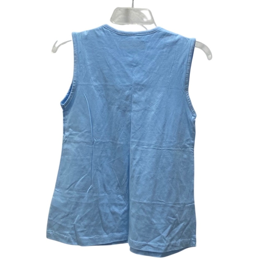 Waverly Womens Light Blue Lace Trim V-Neck Sleeveless Cotton Top Medium 2926 - Picture 6 of 7